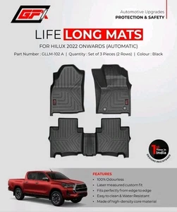 Life Long 100% Waterproof Car Floor Mats Compatible with Toyota Hilux (Black) - Bild 1 von 8