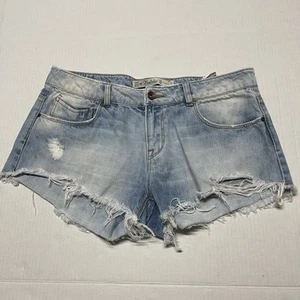 ZARA Jeans Shorts Trafaluc Denimwear Blu Denim Frange Invecchiato Taglia 08 - Foto 1 di 11
