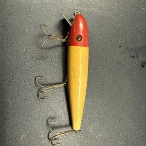 esca palomina pflueger vintage - legno con occhi di vetro - classico rosso/bianco - Foto 1 di 6