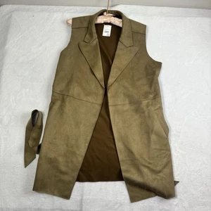 NWT Cato Faux Suede Longline Vest Jacket W/ Belt Tan Women's Large - Picture 1 of 7