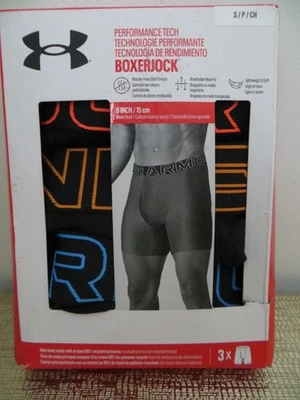 Under Armour 3-Pk Performance Tech BoxerJock Briefs Underwear Black Sz Small NEW - Image 1 of 2