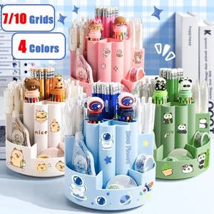 7/10 Grids Pen Container 360° Rotation Stationery Storage Box Students - Picture 1 of 19