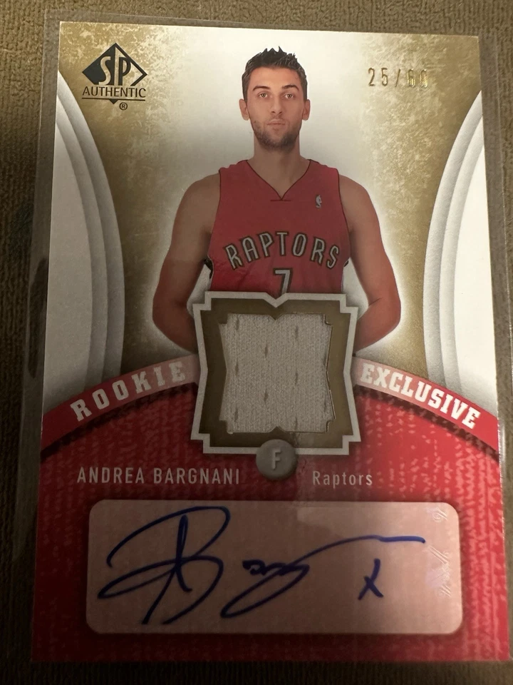 06-07 SP Authentic Rookie Exclusives Andrea Bargnani RC Auto & Event Worn - Image 1 of 4