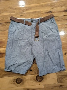 PIERRE CARDIN - Men's Size M Chino Casual Cotton Dress Shorts Blue With Belt - Picture 1 of 3