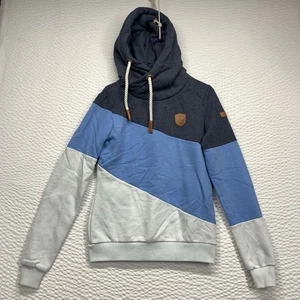 Wanakome Hoodie Sweatshirt Damen Medium grau blau weiß Colorblock Wasserfallausschnitt - Bild 1 von 15