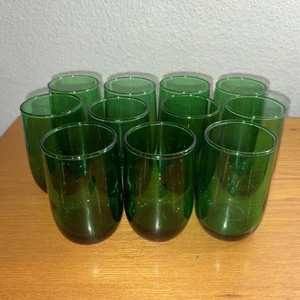 Anchor Hocking Forest Green Roly Poly Juice Glasses 3.5” Set of 6 - Vintage USA - Picture 1 of 4