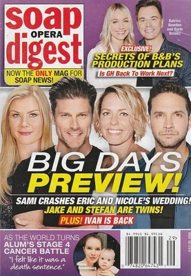 Soap Opera Digest July 20, 2020 ALISON SWEENEY-MARNIE SCHULENBURG-DAYTIME EMMYS - Image 1 of 4