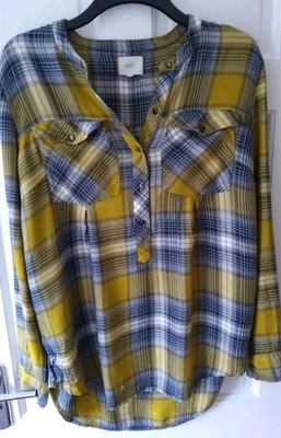 Next Uk 18 Pretty Green Check Longline Tunic Top, Soft Pure Indian Vicose  - Image 1 of 4