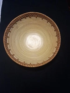 VintageBamboo And Woven Reed 10.5 Inch Bowl Beautiful - Picture 1 of 8