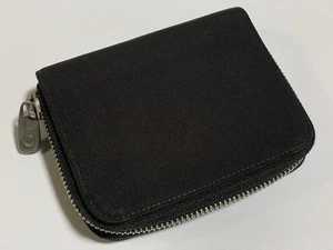 Dunhill / Round Zipper Bifold Wallet / Nylon & Leather / Black / 5 Card Slot - Picture 1 of 18