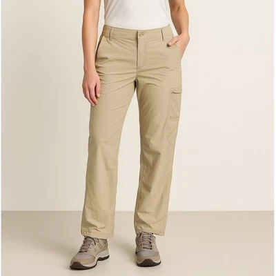 Columbia Omni-Shade Hiking Pants Roll Tab Women's 10 Beige Nylon UPF Zip Pocket — 第 1/4 张图片