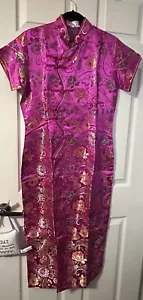 Traditional Chinese Oriental Floral Pink Dress XXL Laogudai - Picture 1 of 6