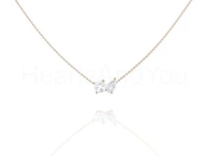 1ct Pear Cut Simulated Diamond Toi Et Moi Pendant Chain 14k White Gold Plated - Picture 1 of 8