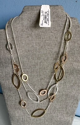 Collar Nine West de Metal Mixto Nuevo con Etiquetas Macys Plata Oro Cobre Multi Hilo 16-18" Foto 1 de 3
