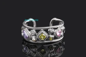 NEW Cable Classic Crystal Bracelet Pave Crystals Bangle Heart Pearl - Picture 1 of 4