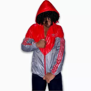 Super Rare Adidas Colorado Ori Jacket Windbreaker Glanz Cal Surf Red Silver M - Picture 1 of 8