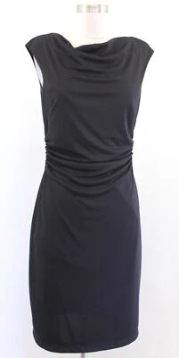 Платье-футляр женское David Meister однотонное черное драпированное с вырезом в рюшах размер 8 фунтов - Изображение 1 из 4
