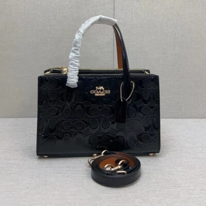 COACH Nina Small Tote Bag Signature Leather CV400 Black NEW - Picture 1 of 8