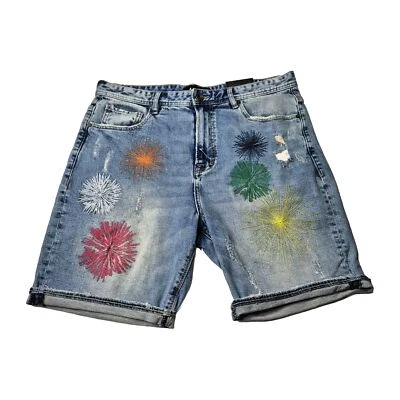 Pantalones Cortos Para Hombre Akoo Talla 34 Kir Royal Shockwave Azul Bordado Envejecido 49 Foto 1 de 4