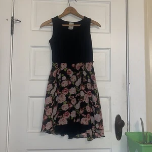 Girl's Lily Bleu Black & Floral Dress, Size L (14) - Picture 1 of 6