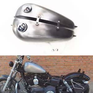 Tanque de combustible de gasolina plateado hecho a mano 14L para motocicleta Harley Dyna 1999-2003 - Imagen 1 de 10