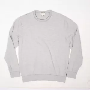 Club Monaco Mens Sweater L Light Gray Stripe Soft Wool Knit Crew Neck Pullover - Picture 1 of 6