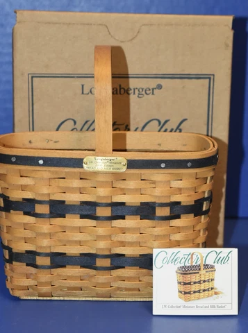 Longaberger JW Miniature Collection 1999/2000 Bread & Milk Basket COA NEW! Cover