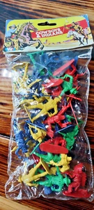 Giocattolo vintage anni 70 Cowboys Indians set insaccato NOS plastica Hong Kong sigillato - Foto 1 di 6