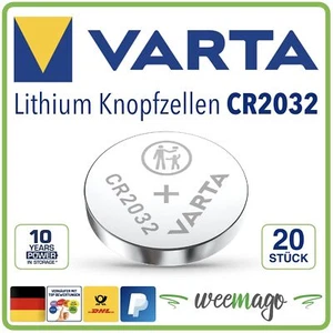Varta CR2032 Lithium Knopfzelle Knopfbatterie 20er Vorratspack - Bild 1 von 1