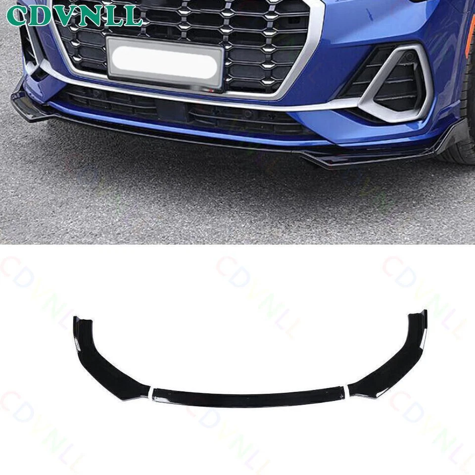 Kit de carrocería alerón labial parachoques delantero negro brillante para Audi Q3 Quattro 2019-24 tira Foto 1 de 4