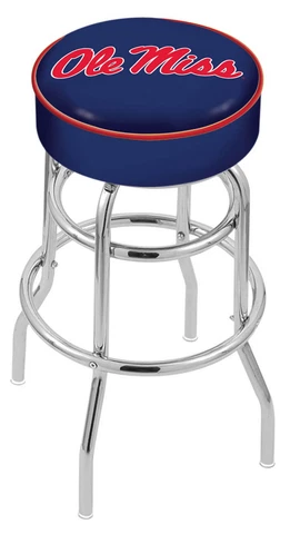 25" L7C1 - 4" Ole' Miss Cushion Seat with Double-Ring Chrome Base Bar Stool Cover