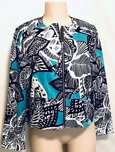 Chloe Madison Women Size 12 Peacock Front Zipper Blazer Jacket - Picture 1 of 12