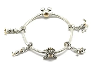 PANDORA DISNEY 100TH ANNIVERSARY MICKEY ICON 7” BRACELET SET W/5 CHA (EPJ028453) - Picture 1 of 9