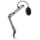 Blucoil Suspension Boom Scissor Arm Stand with Pop Filter for Microphones - Blue