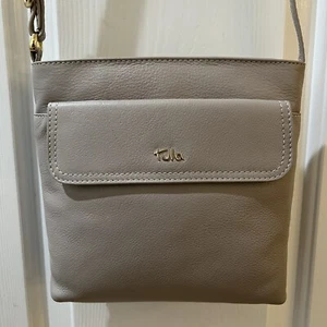 Tula England Medium Zip-Top Grainy Leather Crossbody Bag - Picture 1 of 8
