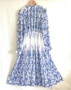 Commense Maxi Dress Chiffon Balloon/Long Sleeve Pleated Lined Body Size L(USM) - Picture 1 of 11
