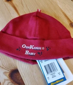 Osh Kosh Bgosh Red Hat With Embroidered Osh Kosh And Paw Prints On Size Newborn - Picture 1 of 5