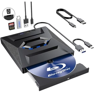 External Blu Ray Drive,Portable Bluray Player Writer Reader,CD Burner with US... - Picture 1 of 7