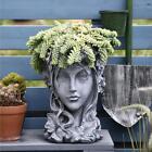 Silicone DIY Mold Concrete Pot Cement Girl Face Flowerpot Planter Mold Plaster
