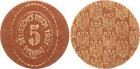  WEIMAR Pergament Hartpappe Probe  für ein 5 Pfennig Stück 1921 rotbraun  vz
