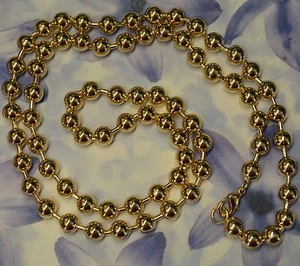 Dolly-Bijoux Fantaisie Chaine Boules 70 cm - 6 mm - 45 Grammes Signé Filon - Picture 1 of 3