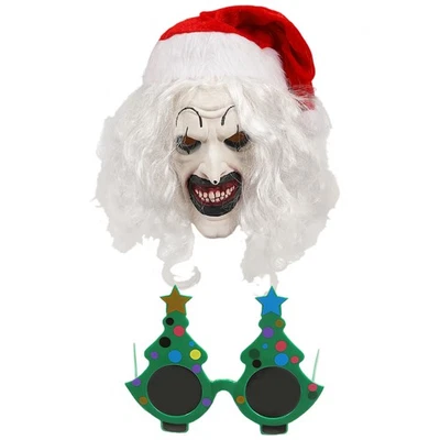 Máscara de payaso de Navidad tocado disfraz accesorios con gafas Navidad  Foto 1 de 4
