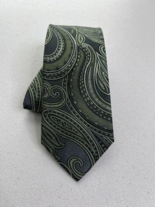 Corbata hecha a mano Croft & Barrow gris, verde patrón cachemira seda nueva sin etiquetas - Imagen 1 de 6