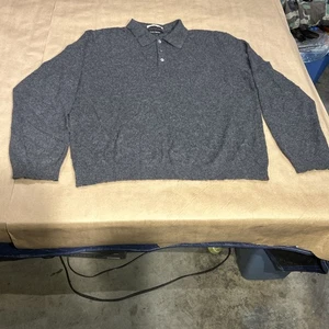 Suéter Glen Royal 100% Cachemira Fina Cuello Botón Polo Negro Para Hombres Talla XL 1 Agujero - Imagen 1 de 13