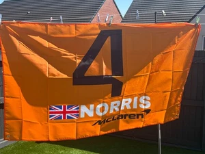 CUSTOM LANDO NORRIS LN4 5X3 FT MCLAREN FLAG - PERSONALISED MCLAREN FLAG - Picture 1 of 4