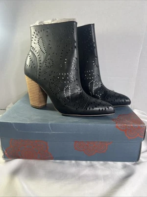 Taryn,黑色 Dip Dye Carlos Santana 靴子尺寸 9M 块跟拉链闭合 — 第 1/4 张图片