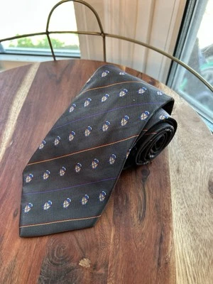 Land’s End Men’s Regular Neck Tie Gray Golf Club Motif Stripes 100% Silk - Image 1 of 4