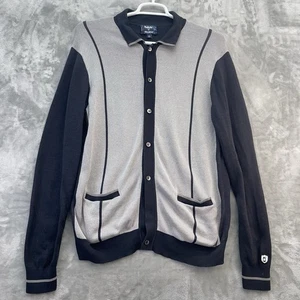 FootJoy Todd Snyder Cardigan Sweater Mens Large Black Gray Button Up Knit Golf - Picture 1 of 16