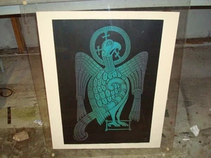 STEVEN  DOYLE SYMBOL OF ST JOHN BOOK OF KELLS HAND PRINT 56/100 LARGE - Picture 1 of 15
