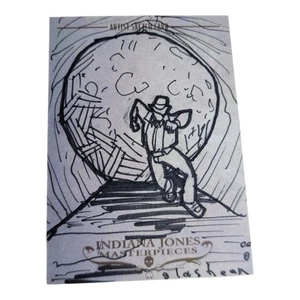 Indiana Jones Masterpieces Sketch Card 1/1 – Boulder Scene – Kate Glasheen 2008 - Picture 1 of 10